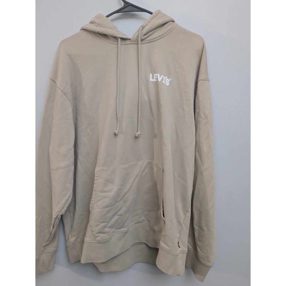 E4 LEVI'S STRAUSS & CO Beige Pullover Jumper Hoodie Men Size Large